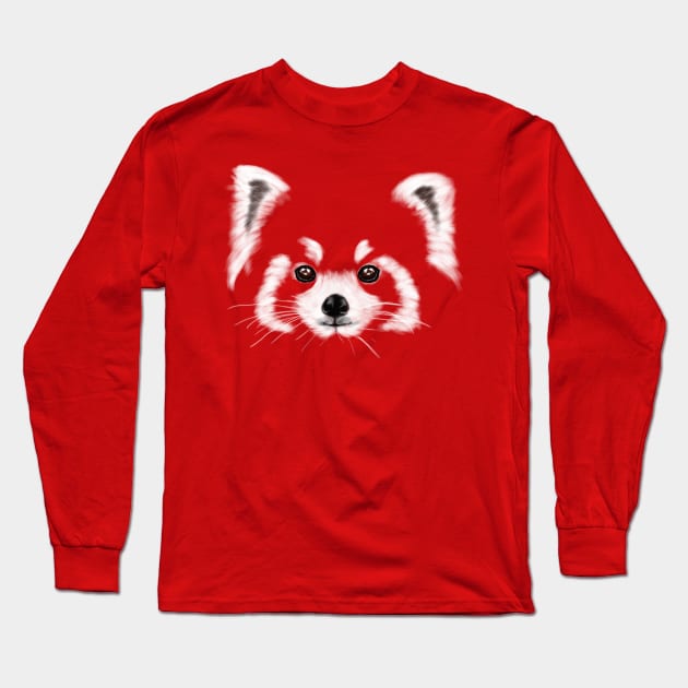 Cute Red Panda Face Long Sleeve T-Shirt by Luna Illustration